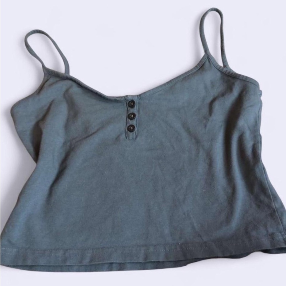 Blue tank top with button detail